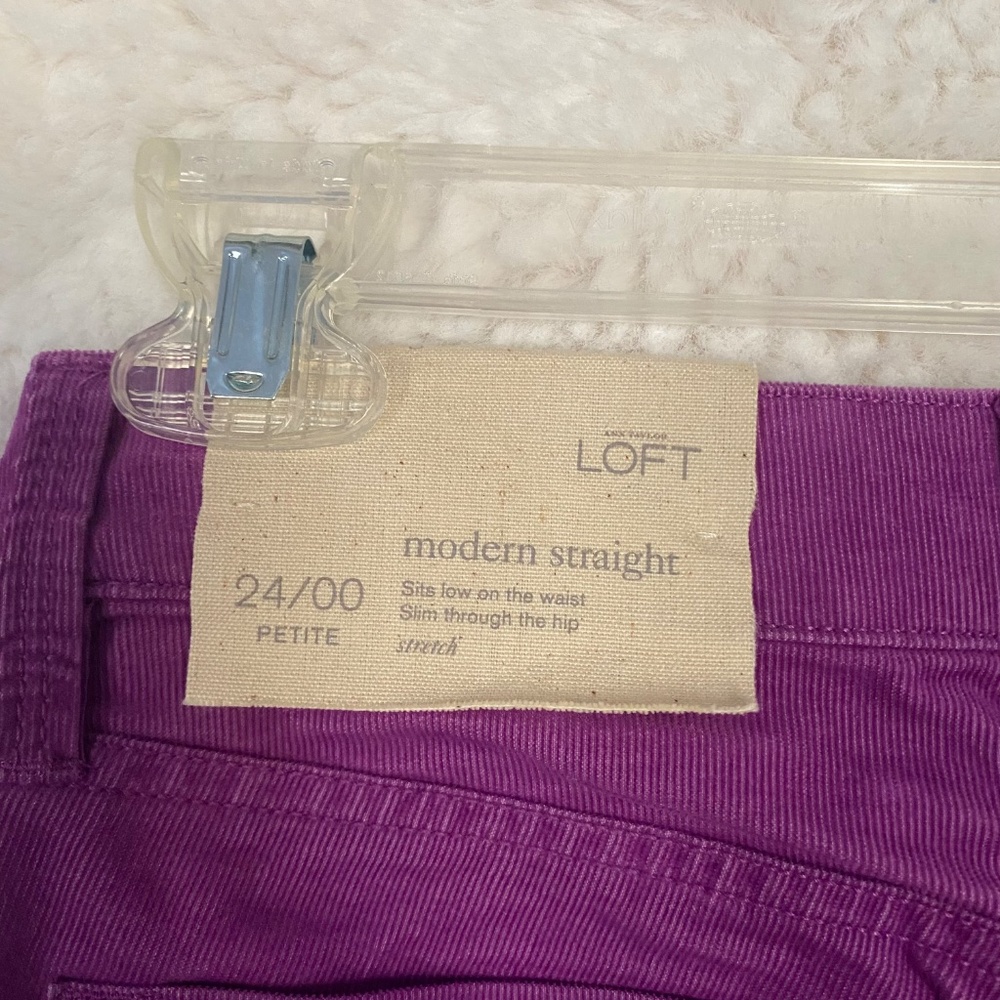 LOFT modern straight corduroy pants, magenta pink, size 24 petite - Picture 7 of 16
